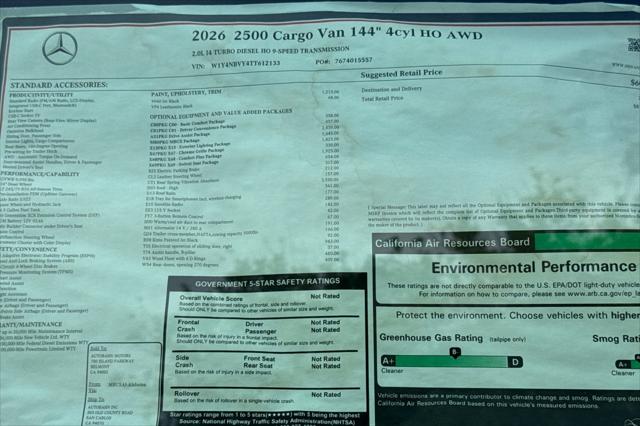 2026 Mercedes-Benz Sprinter 2500 Standard Roof 4-Cyl Diesel HO