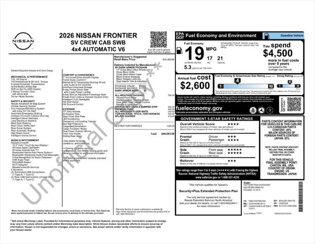 2026 Nissan Frontier Crew Cab SV 4x4