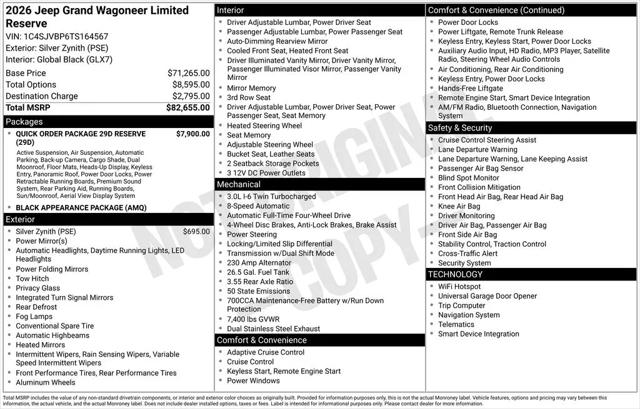 2026 Jeep Grand Wagoneer Limited Reserve 4x4