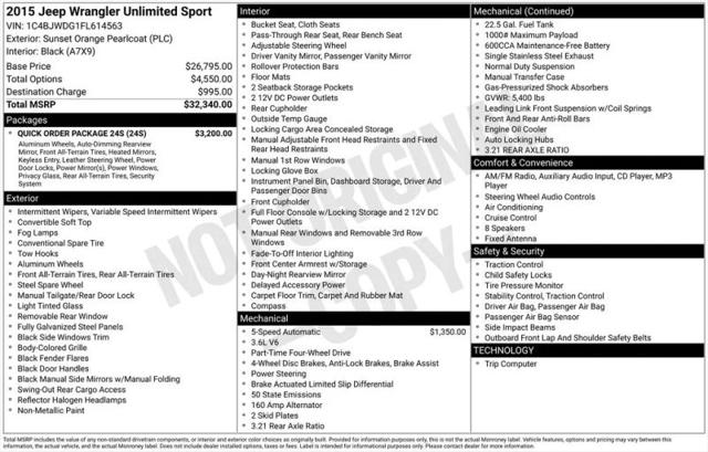 2015 Jeep Wrangler Unlimited Sport