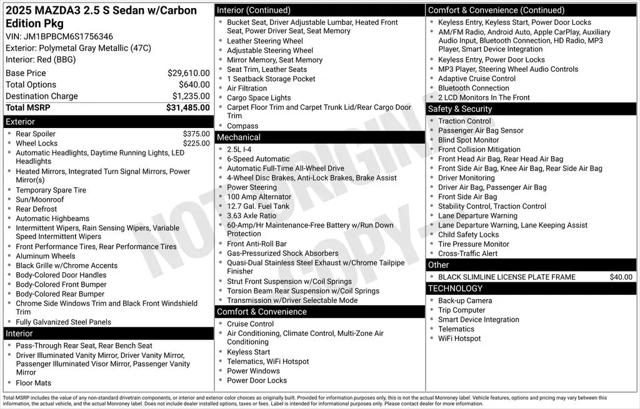 2025 Mazda Mazda3 2.5 S Carbon Edition