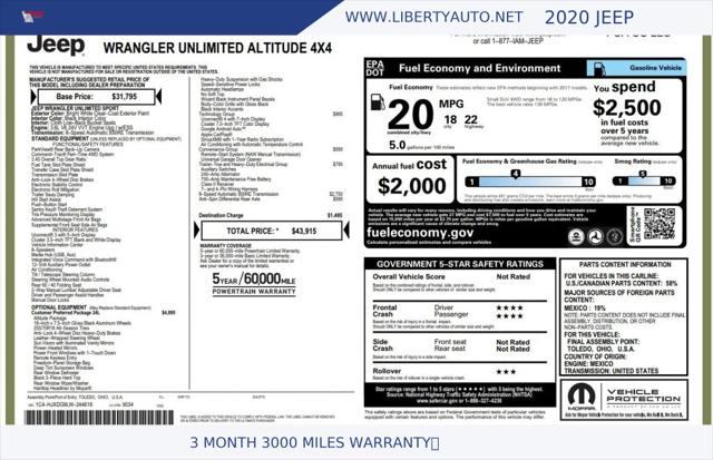 2020 Jeep Wrangler Sport Altitude 4x4