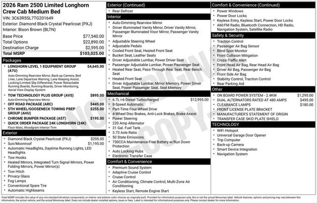 2026 Ram 2500 Limited Longhorn Crew Cab 4x4 6'4" Box