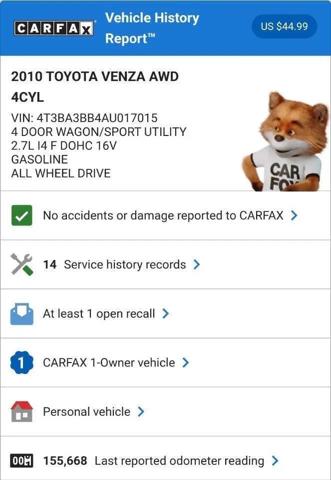 2010 Toyota Venza Base