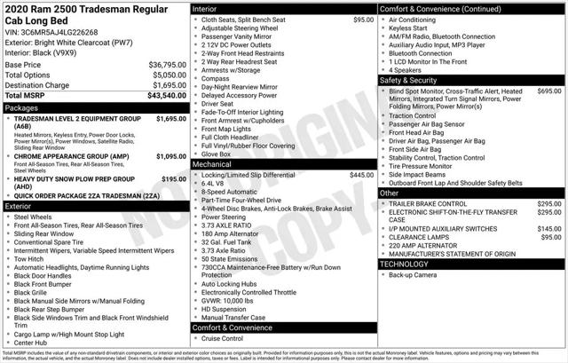 2020 Jeep Ram 2500 Tradesman Regular Cab 4x4 8' Box