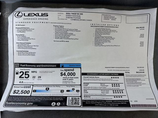 2026 Lexus RX 350 Premium+