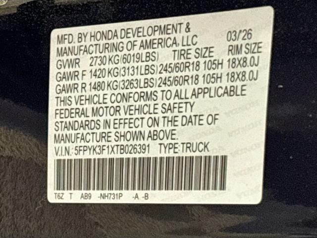 2026 Honda Ridgeline Sport