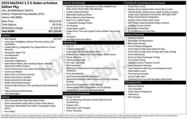 2025 Mazda Mazda3 2.5 S Carbon Edition