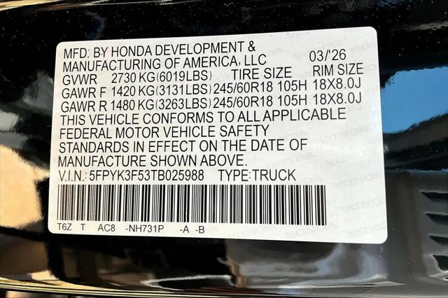 2026 Honda Ridgeline RTL