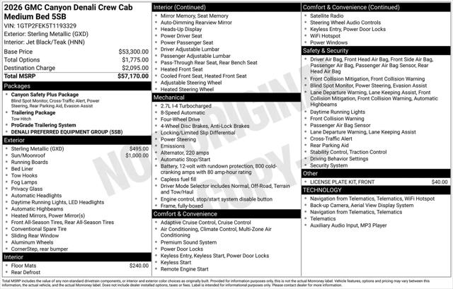 2026 GMC Canyon Denali, 4WD