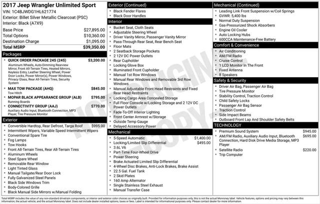 2017 Jeep Wrangler Unlimited Sport 4x4