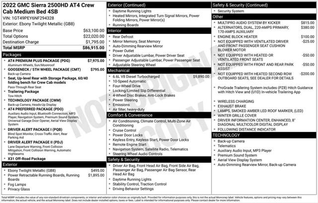 2022 GMC Sierra 2500HD 4WD Crew Cab Standard Bed AT4