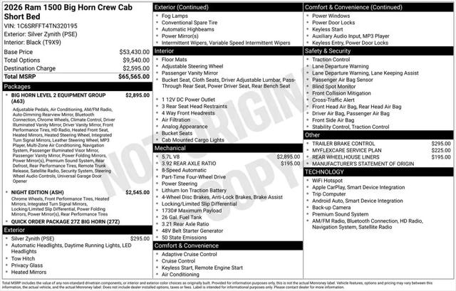 2026 Ram 1500 Big Horn Crew Cab 4x4 5'7" Box