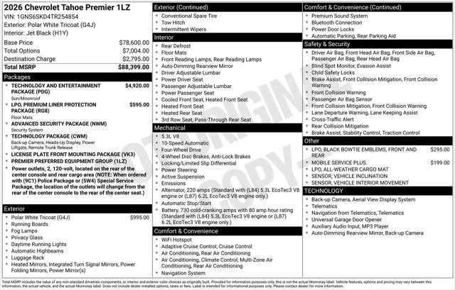 2026 Chevrolet Tahoe 4WD Premier