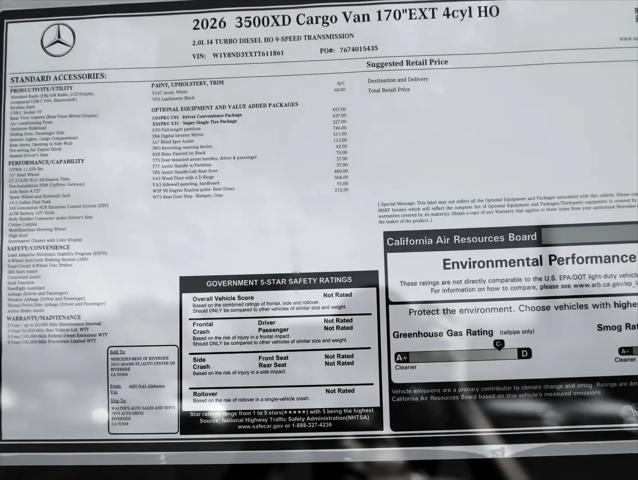 2026 Mercedes-Benz Sprinter 3500XD High Roof 4-Cyl Diesel HO
