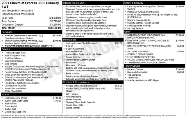 2021 Chevrolet Express Cutaway Work Van