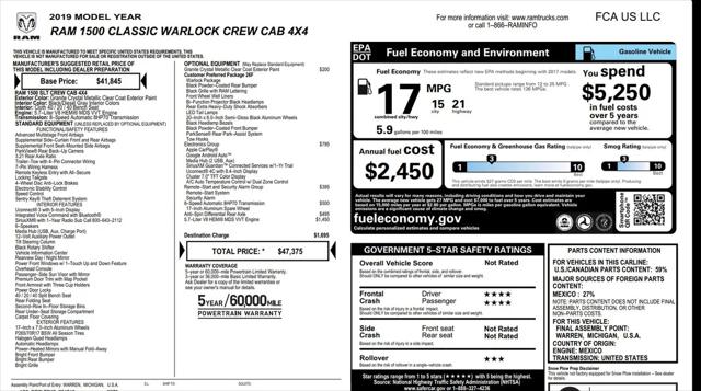 2019 Ram 1500 Classic Warlock Crew Cab 4x4 5'7" Box