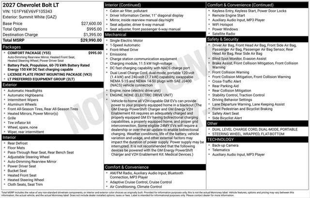 2027 Chevrolet Bolt LT FWD