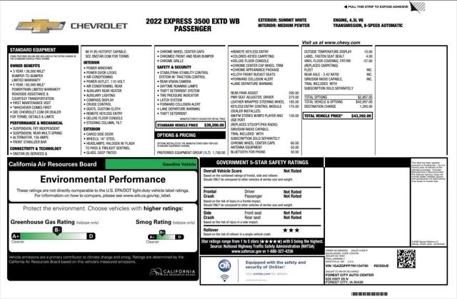 2022 Chevrolet Express Passenger RWD 3500 Extended Wheelbase LT