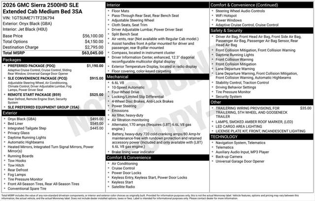 2026 GMC Sierra 2500HD Double Cab, Standard Bed, SLE, RWD