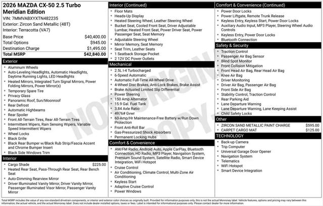 2026 Mazda CX-50 2.5 Turbo Meridian Edition