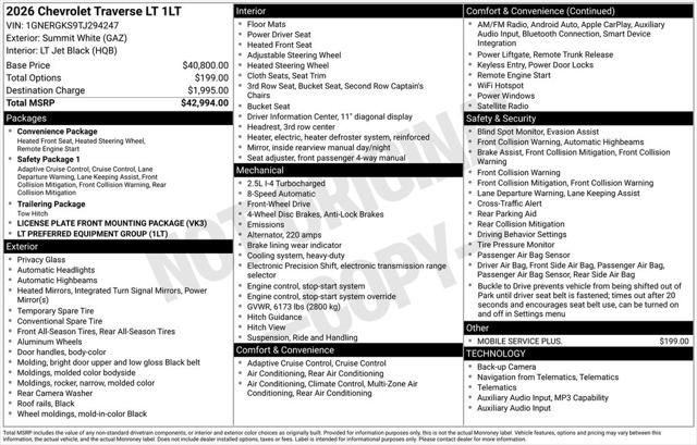 2026 Chevrolet Traverse FWD LT