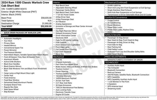 2024 Ram 1500 Classic Warlock Crew Cab 4x4 5'7" Box