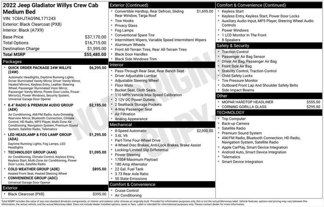 2022 Jeep Gladiator Willys 4x4