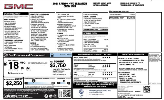 2021 GMC Canyon 4WD Crew Cab Long Box Elevation