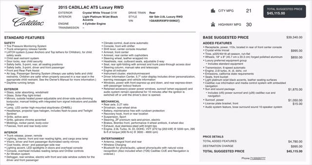 2015 Cadillac ATS Luxury for sale in Alvin, TX