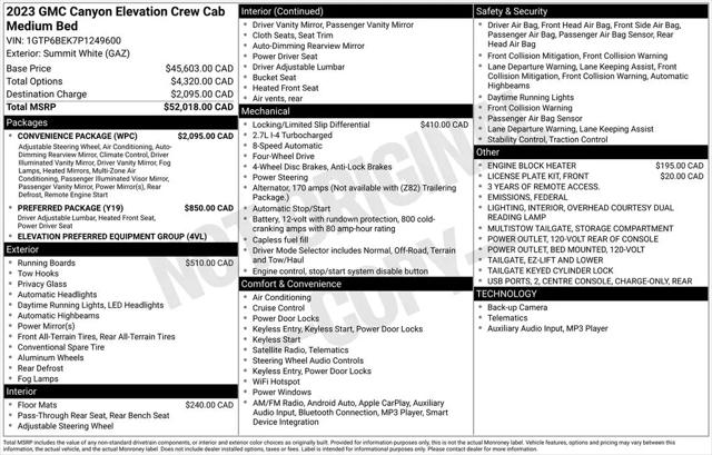 2023 GMC Canyon Elevation