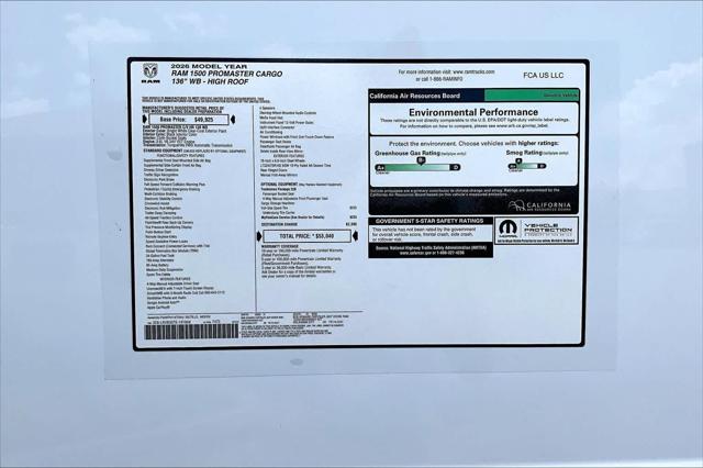 2026 Ram ProMaster Cargo Van Tradesman High Roof 136" WB w/Pass Seat