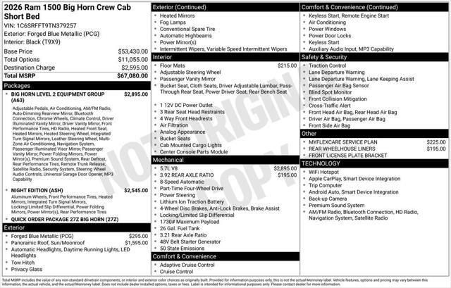 2026 RAM Ram 1500 RAM 1500 BIG HORN CREW CAB 4X4 57 BOX