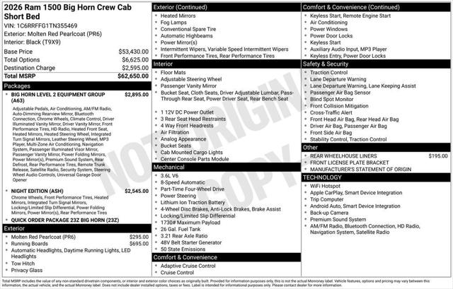 2026 RAM Ram 1500 RAM 1500 BIG HORN CREW CAB 4X4 57 BOX