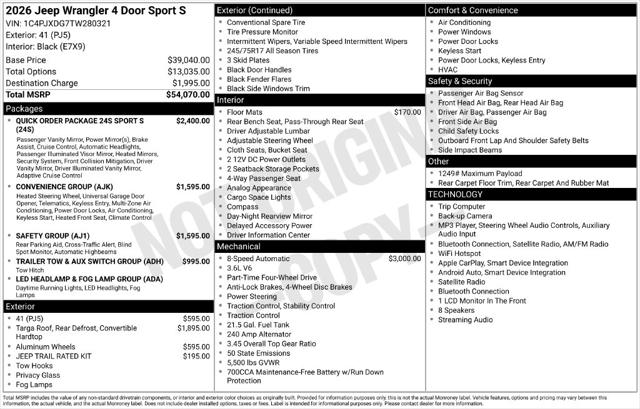 2026 Jeep Wrangler 4-Door Sport S 4x4