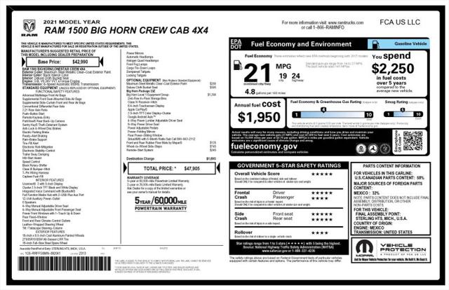 2021 Ram 1500 Big Horn Crew Cab 4x4 5'7" Box