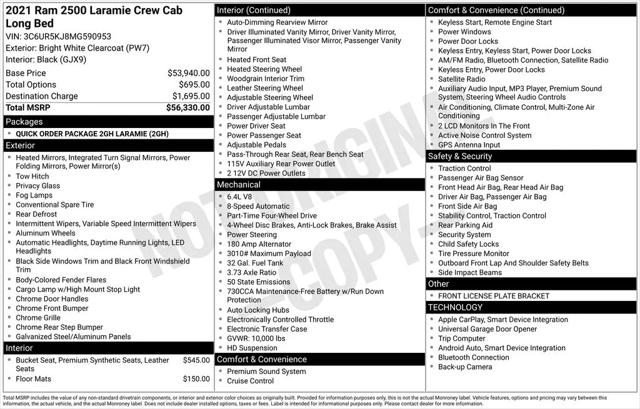 2021 Jeep Ram 2500 Laramie Crew Cab 4x4 8' Box