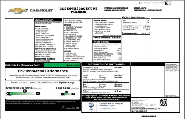 2022 Chevrolet Express Passenger RWD 3500 Extended Wheelbase LS