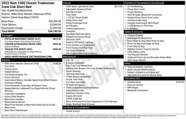 2022 Ram 1500 Classic Tradesman Crew Cab 4x4 5'7" Box