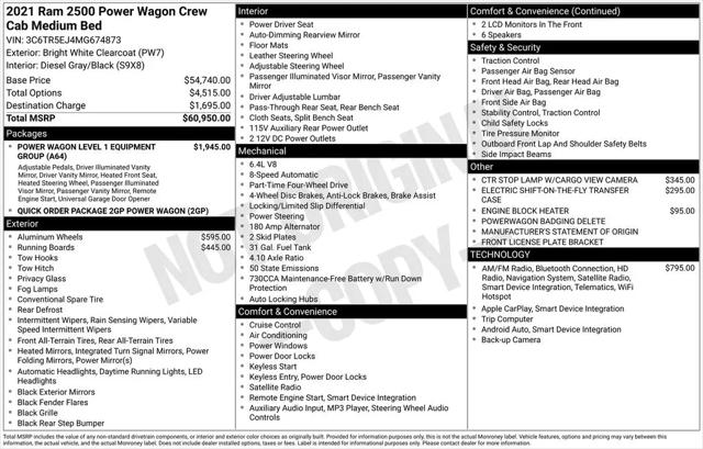2021 Jeep Ram 2500 Power Wagon Crew Cab 4x4 6'4" Box