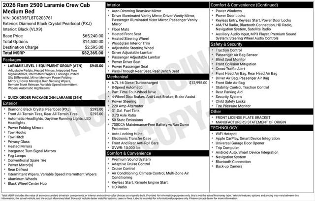 2026 Ram 2500 Laramie Crew Cab 4x4 6'4" Box