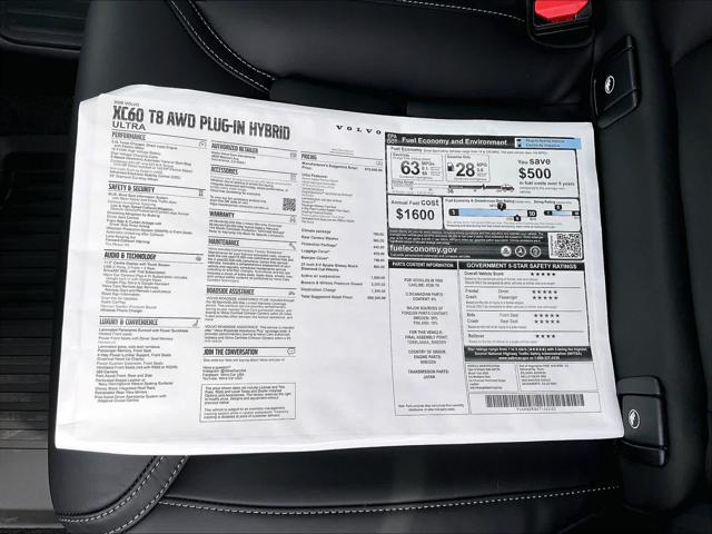2026 Volvo XC60 Plug-In Hybrid Ultra, T8 AWD Electric/Gasoline, Dark