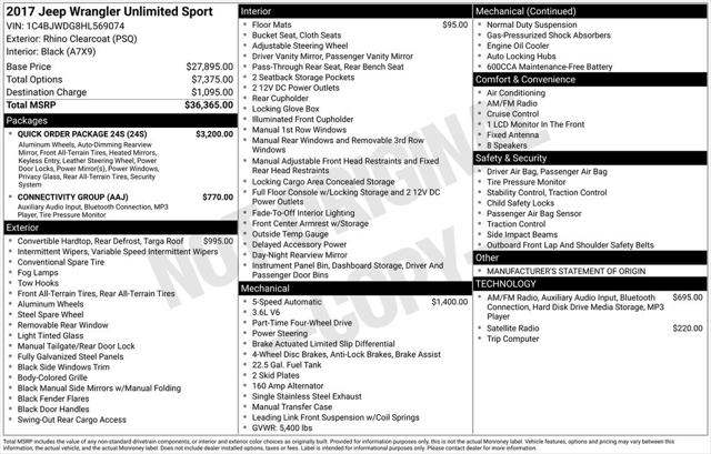 2017 Jeep Wrangler Unlimited Sport 4x4