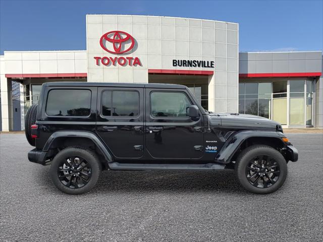 Used 2021 Jeep Wrangler Unlimited Sahara 4XE with VIN 1C4JJXP62MW787654 for sale in Burnsville, MN