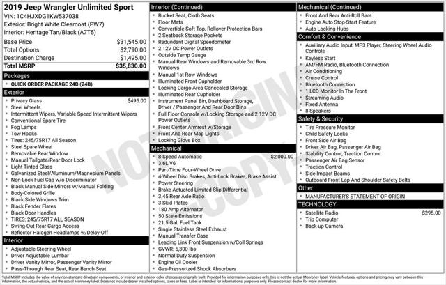 2019 Jeep Wrangler Unlimited Sport 4x4