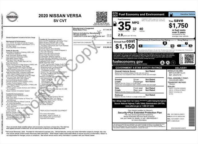 2020 Nissan Versa SV Xtronic CVT
