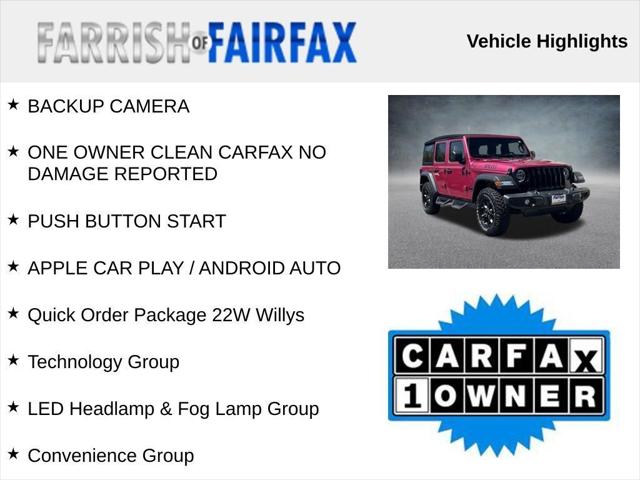 2022 Jeep Wrangler Unlimited Willys 4x4 2022 Jeep Wrangler Unlimited Willys 4x4
