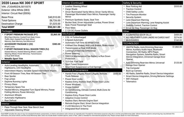 2020 Lexus NX 300 F SPORT