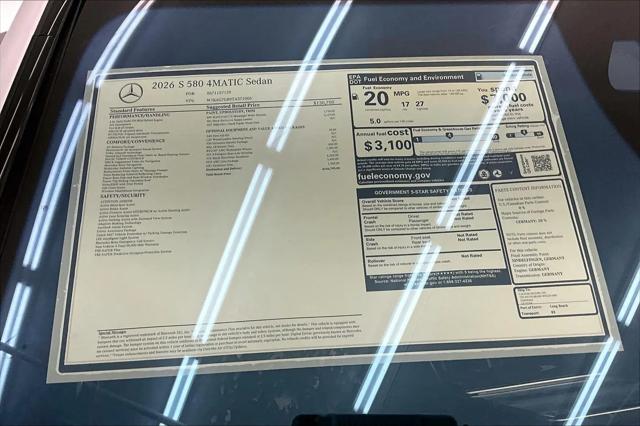 2026 Mercedes-Benz S 580 4MATIC