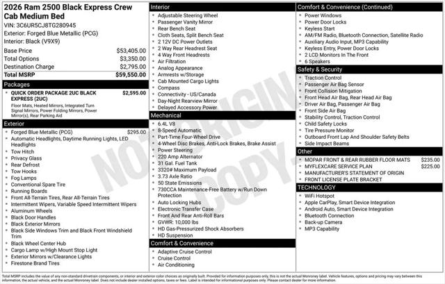 2026 Ram 2500 Black Express Crew Cab 4x4 6'4" Box